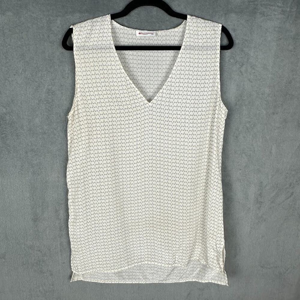 Equiment Femme Top Womens Medium Cream Silk Sleeveless Career Preppy Minimalist